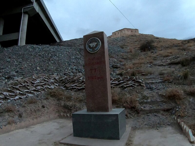 Cyrillic writings in a stone monument, and a guard speaking Russian&mldr; I was really in Central Asia.
